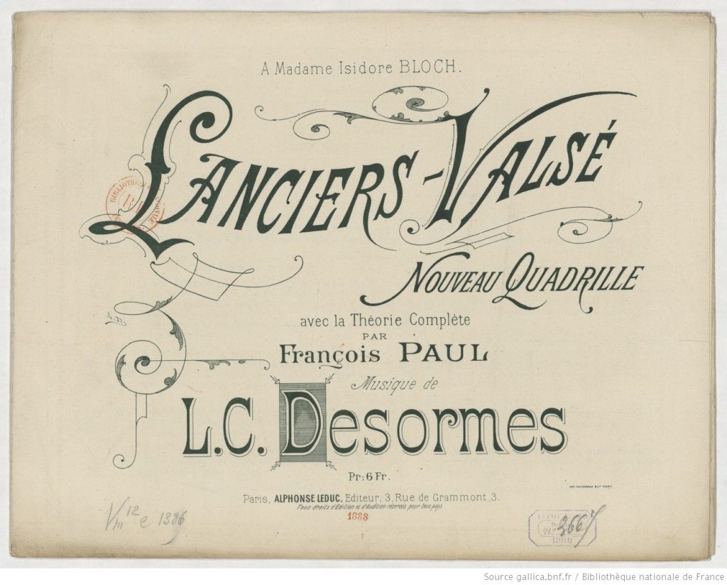 François Paul, chorégraphe des Lanciers-Valsé